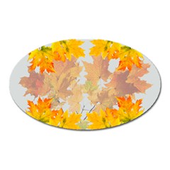 Autumn Maple Leaves, Floral Art Oval Magnet by picsaspassion