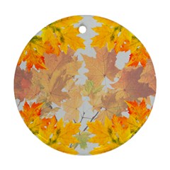 Autumn Maple Leaves, Floral Art Round Ornament (two Sides) by picsaspassion