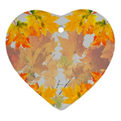 Autumn Maple Leaves, Floral Art Heart Ornament (two Sides) by picsaspassion