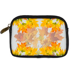 Autumn Maple Leaves, Floral Art Digital Camera Leather Case by picsaspassion