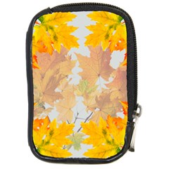 Autumn Maple Leaves, Floral Art Compact Camera Leather Case by picsaspassion