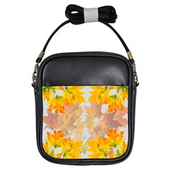 Autumn Maple Leaves, Floral Art Girls Sling Bag by picsaspassion