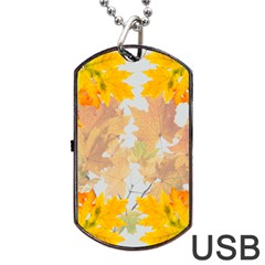 Autumn Maple Leaves, Floral Art Dog Tag Usb Flash (one Side) by picsaspassion