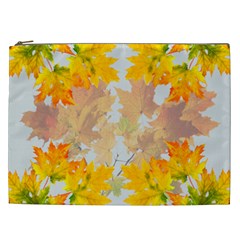 Autumn Maple Leaves, Floral Art Cosmetic Bag (xxl) by picsaspassion