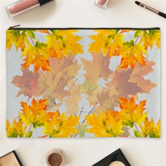 Autumn Maple Leaves, Floral Art Cosmetic Bag (xxxl) by picsaspassion