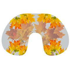 Autumn Maple Leaves, Floral Art Travel Neck Pillow by picsaspassion