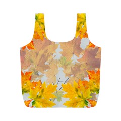 Autumn Maple Leaves, Floral Art Full Print Recycle Bag (m) by picsaspassion