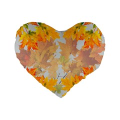 Autumn Maple Leaves, Floral Art Standard 16  Premium Flano Heart Shape Cushions by picsaspassion