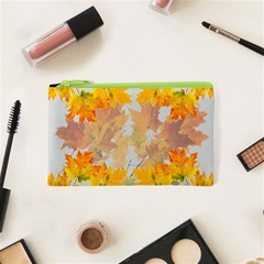 Autumn Maple Leaves, Floral Art Cosmetic Bag (xs) by picsaspassion