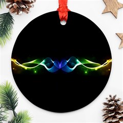 Colorful Neon Art Light Rays, Rainbow Colors Ornament (round) by picsaspassion