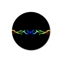 Colorful Neon Art Light Rays, Rainbow Colors Rubber Coaster (round)  by picsaspassion