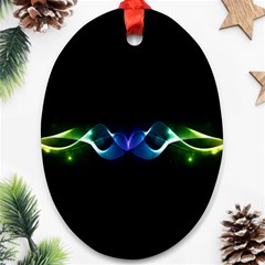 Colorful Neon Art Light Rays, Rainbow Colors Oval Ornament (two Sides)