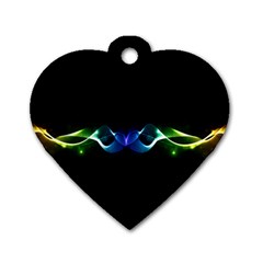 Colorful Neon Art Light Rays, Rainbow Colors Dog Tag Heart (one Side) by picsaspassion