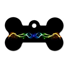 Colorful Neon Art Light Rays, Rainbow Colors Dog Tag Bone (two Sides) by picsaspassion