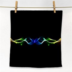 Colorful Neon Art Light Rays, Rainbow Colors Face Towel by picsaspassion