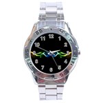 Colorful Neon Art Light rays, rainbow colors Stainless Steel Analogue Watch Front