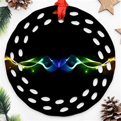 Colorful Neon Art Light Rays, Rainbow Colors Round Filigree Ornament (two Sides)