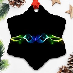 Colorful Neon Art Light Rays, Rainbow Colors Snowflake Ornament (two Sides)