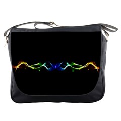 Colorful Neon Art Light Rays, Rainbow Colors Messenger Bag by picsaspassion