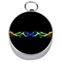 Colorful Neon Art Light Rays, Rainbow Colors Silver Compasses by picsaspassion