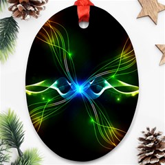 Colorful Neon Art Light Rays, Rainbow Colors Ornament (oval) by picsaspassion