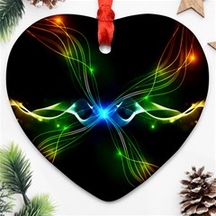 Colorful Neon Art Light Rays, Rainbow Colors Ornament (heart)