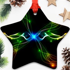 Colorful Neon Art Light Rays, Rainbow Colors Ornament (star)