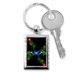 Colorful Neon Art Light Rays, Rainbow Colors Key Chain (rectangle) by picsaspassion