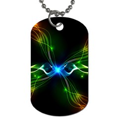 Colorful Neon Art Light Rays, Rainbow Colors Dog Tag (one Side) by picsaspassion