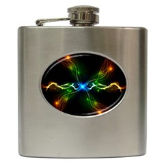 Colorful Neon Art Light Rays, Rainbow Colors Hip Flask (6 Oz) by picsaspassion