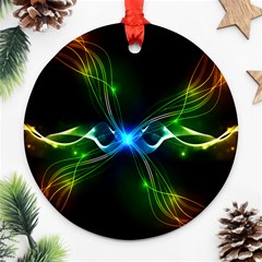 Colorful Neon Art Light Rays, Rainbow Colors Round Ornament (two Sides)