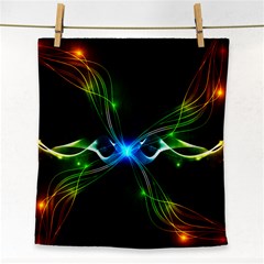 Colorful Neon Art Light Rays, Rainbow Colors Face Towel by picsaspassion