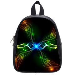 Colorful Neon Art Light Rays, Rainbow Colors School Bag (small) by picsaspassion