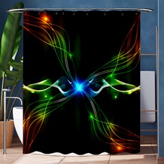 Colorful Neon Art Light Rays, Rainbow Colors Shower Curtain 60  X 72  (medium)  by picsaspassion