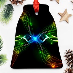 Colorful Neon Art Light Rays, Rainbow Colors Ornament (bell)