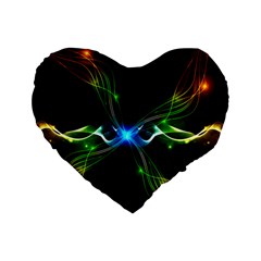 Colorful Neon Art Light Rays, Rainbow Colors Standard 16  Premium Heart Shape Cushions by picsaspassion