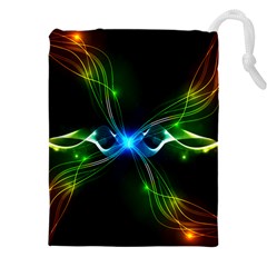 Colorful Neon Art Light Rays, Rainbow Colors Drawstring Pouch (4xl) by picsaspassion