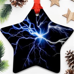 Blue Thunder Colorful Lightning Graphic Impression Ornament (star)