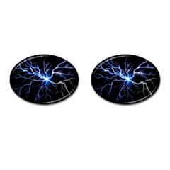 Blue Thunder Colorful Lightning Graphic Impression Cufflinks (oval) by picsaspassion