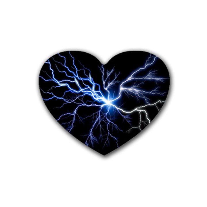 Blue Thunder Colorful Lightning graphic impression Heart Coaster (4 pack) 