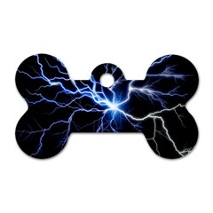 Blue Thunder Colorful Lightning Graphic Impression Dog Tag Bone (one Side) by picsaspassion