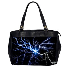 Blue Thunder Colorful Lightning Graphic Impression Oversize Office Handbag (2 Sides) by picsaspassion