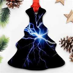 Blue Thunder Colorful Lightning Graphic Impression Ornament (christmas Tree) 