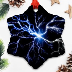 Blue Thunder Colorful Lightning Graphic Impression Snowflake Ornament (two Sides) by picsaspassion