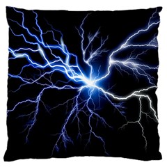 Blue Thunder Colorful Lightning Graphic Impression Large Cushion Case (one Side) by picsaspassion