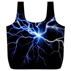 Blue Thunder Colorful Lightning Graphic Impression Full Print Recycle Bag (xl) by picsaspassion