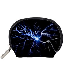 Blue Thunder Colorful Lightning Graphic Impression Accessory Pouch (small) by picsaspassion