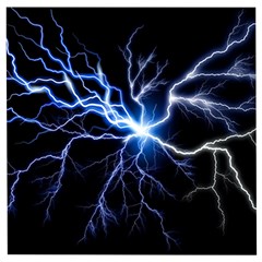 Blue Thunder Colorful Lightning Graphic Impression Wooden Puzzle Square