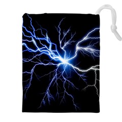 Blue Thunder Colorful Lightning Graphic Impression Drawstring Pouch (5xl) by picsaspassion