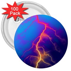 Blue Lightning Colorful Digital Art 3  Buttons (100 Pack)  by picsaspassion